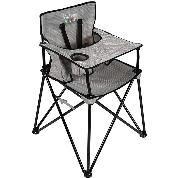 ciao baby portable high chair gray check