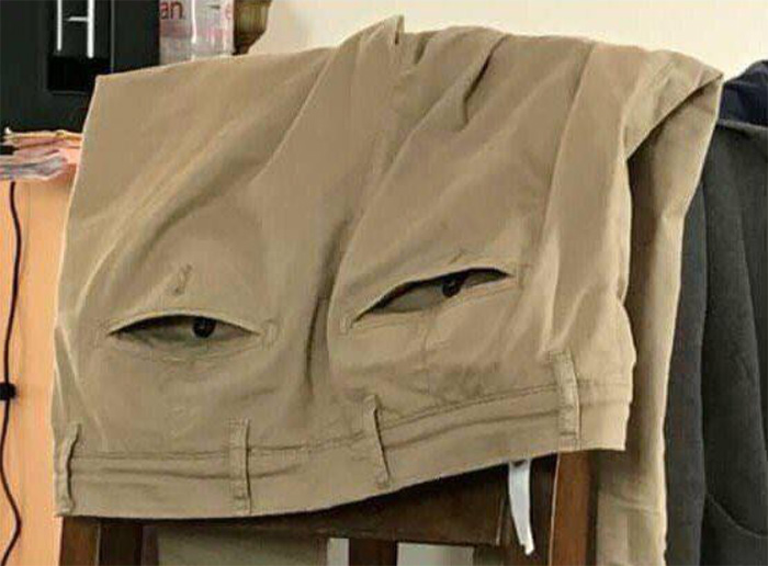 faces everywhere staring trousers