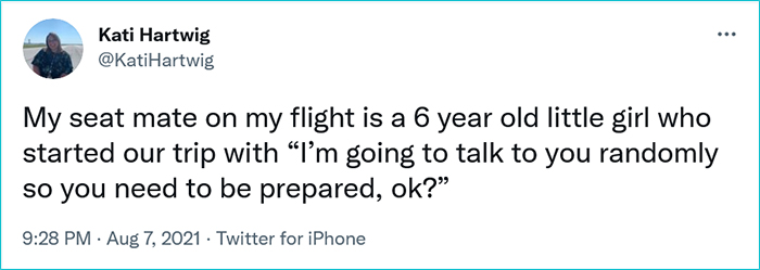 little girl one-liners during flight