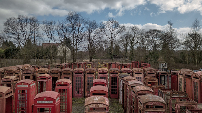 red phone box graveyard