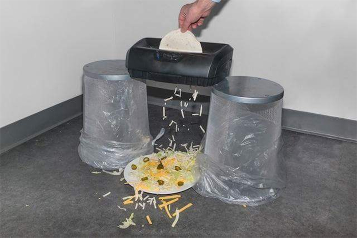 shredding tortilla with paper shredder