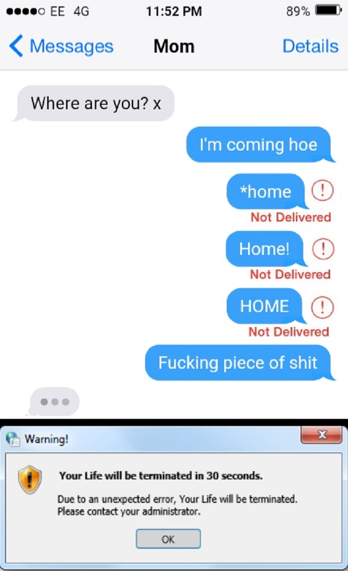 things gone wrong misspelled text message to mom