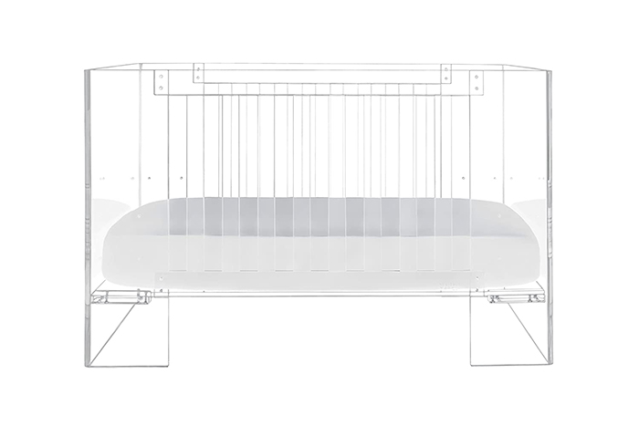 transparent acrylic baby crib adjustable mattress height