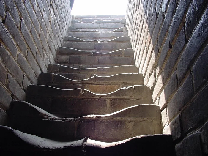 worn down over time great wall of china stairs