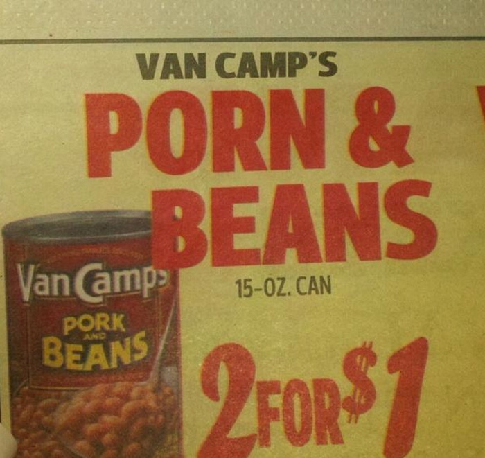 worst misspellings porn and beans
